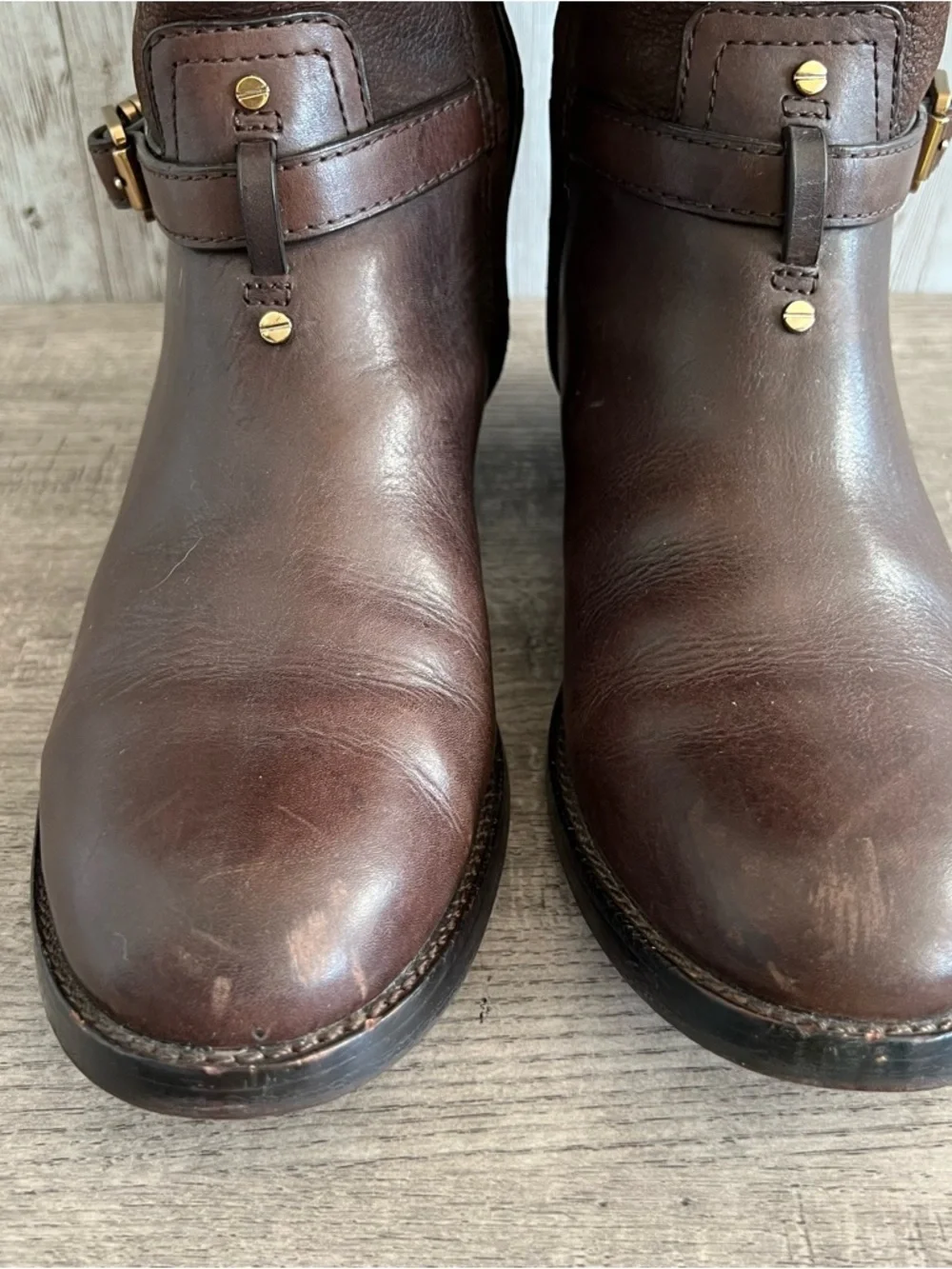 Tory Burch Simone Brown Leather Riding Boots Size 7.5